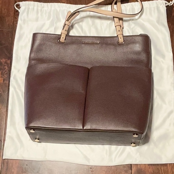Michael Kors Brown Pebbled Leather Medium Bedford Pocket Tote Bag NWT - Picture 9 of 11